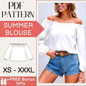 Modello di camicetta facile / Modello di cucito per principianti / XS-XXXL / Modello di cucito per camicetta / Modello di top / Modelli di cucito per principianti Top
