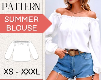 Easy Blouse Pattern | Beginner Sewing Pattern | XS-XXXL | Blouse Sewing Pattern | Top Pattern | Sewing Patterns for Beginner Top