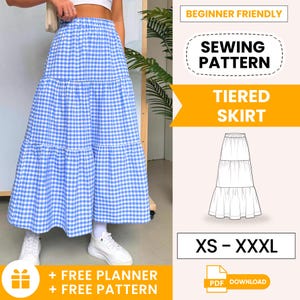 Tiered Skirt Sewing Pattern for Women PDF | Maxi Skirt Pattern | Skirt PDF Sewing Pattern | Beginner Sewing Pattern | Women Sewing Pattern