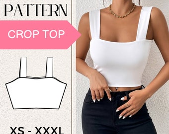 Crop Top Pattern | XS-XXXL | Crop Top Sewing Pattern | Easy top sewing pattern | Women sewing pattern | Women crop top pattern | PDF digital