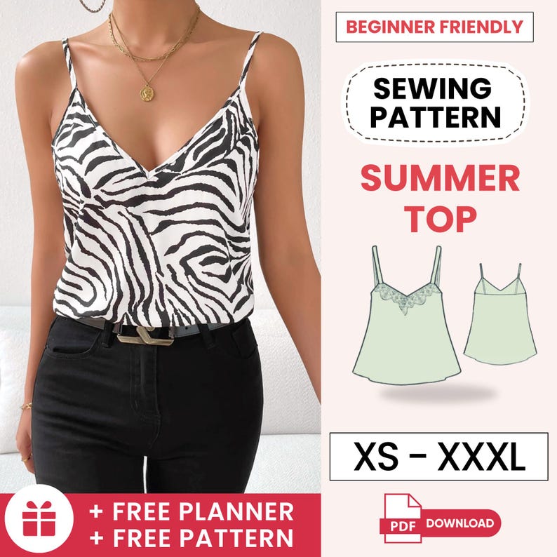 Patrón de costura superior, patrón de costura para mujer, patrón de top corto para mujer, patrón de blusa fácil, patrón de costura para principiantes, patrón de costura en PDF imagen 1