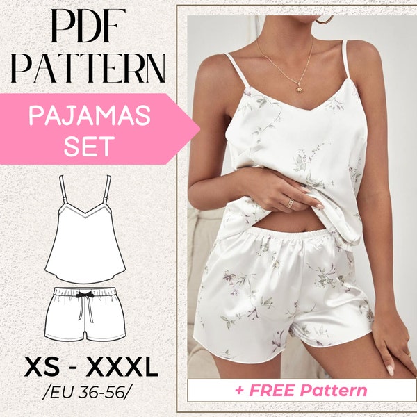 SEWING Pattern Short Pajama Set, Women Pajamas Pattern, Two Pieces Pajama Sewing Pattern, Size 4-24, Pyjama Sleepwear, Easy Sewing Pattern