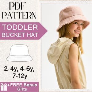 Modello di cucito per cappello da pescatore per bambini in formato PDF / Modello di cucito per cappello estivo / 3 misure / Modello di cucito facile per cappello da pescatore / Modelli di cucito / Cappello reversibile
