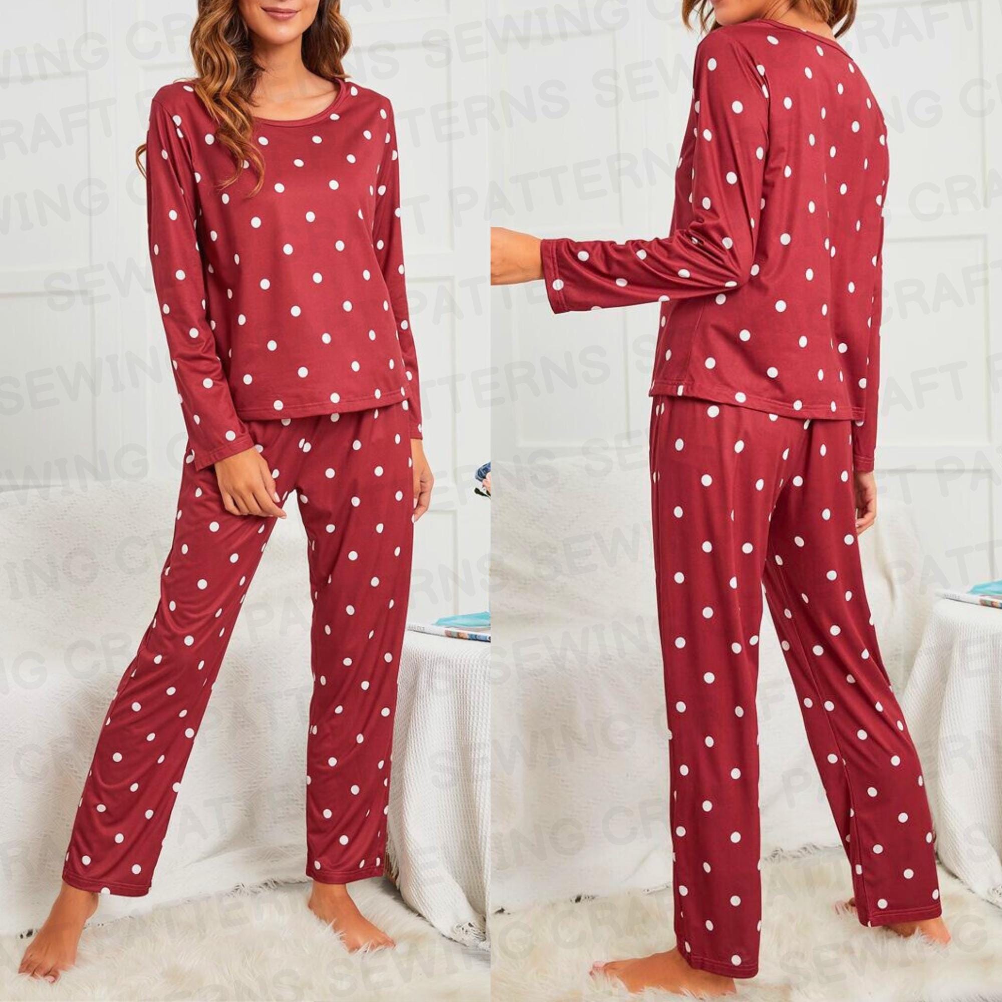 Women Pajama Sewing Pattern | Long Sleeve Top & Pants | PDF Download ...