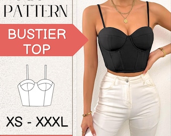 Korsett sömnadsmönster | Symönster | Toppmönster | Damsömnadsmönster, Nybörjarsömnadsmönster, Crop Top sömnadsmönster, Enkelt mönster