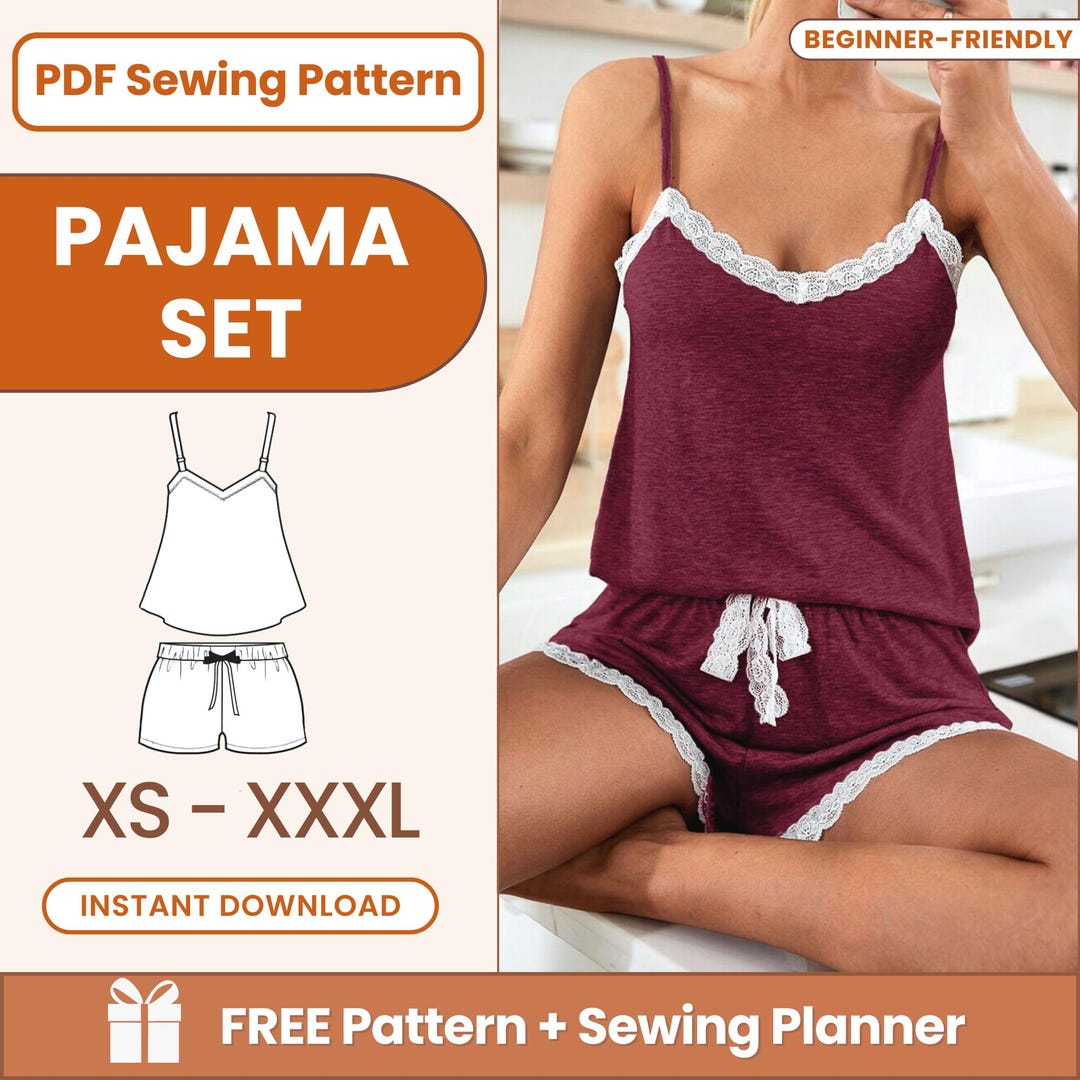Pajama Short Set Sewing Pattern | Women’s Sleepwear | PDF Sewing ...