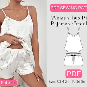 SEWING Pattern Short Pajama Set Women Pajamas Pattern Two Pieces