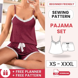 Pajama Short Set Sewing Pattern | Women’s Sleepwear | PDF Sewing ...