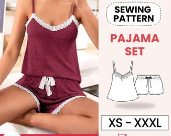 Pajama Short Set Sewing Pattern | Women’s Sleepwear | PDF Sewing Pattern | DIY Summer Pajamas | Digital Download | Easy Sew Loungewear