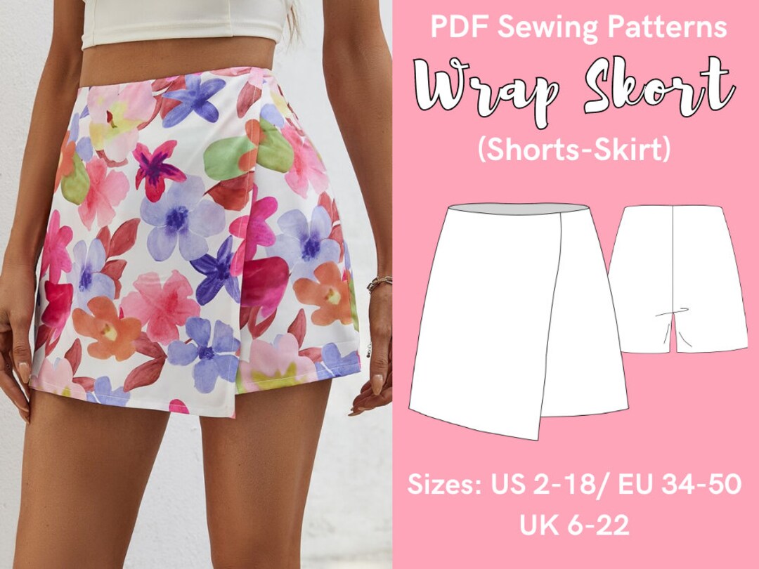 Sewing Pattern Mini Wrap Skirt Wrap Skort Sewing Pattern Etsy