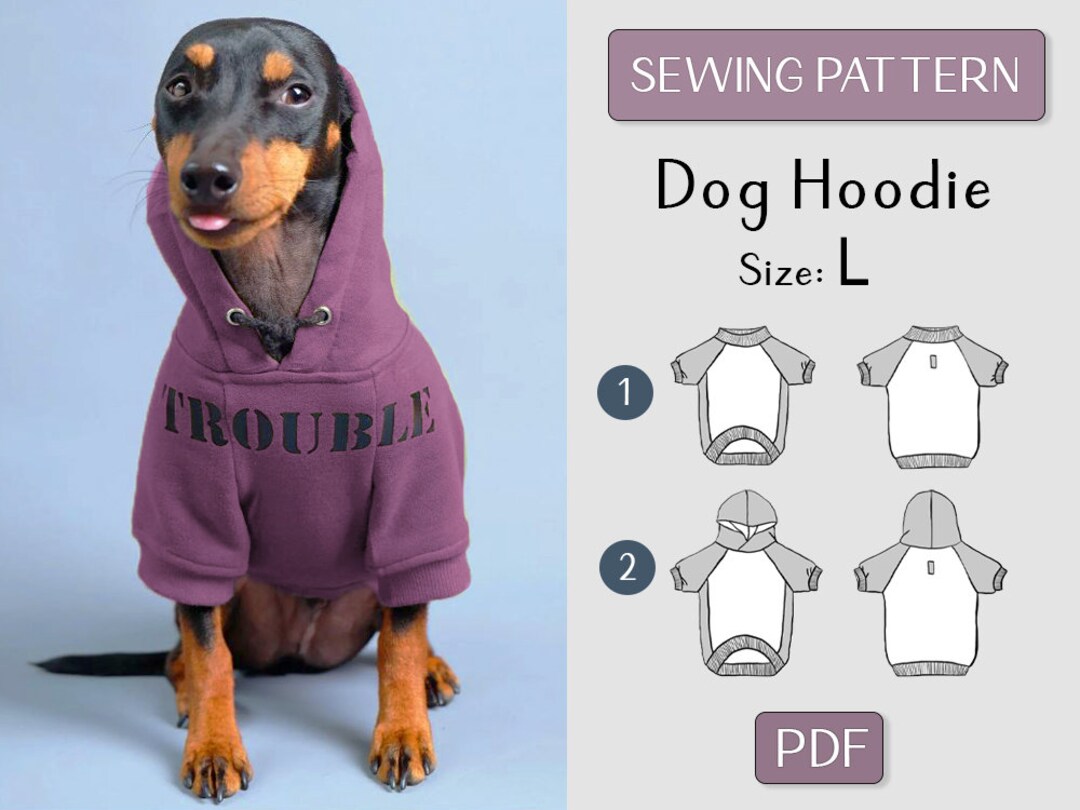 SEWING Dog Pattern, Size L, Dog Hoodie Sewing Pattern, PDF Sewing ...