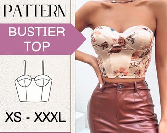Corset Pattern, Women Top pattern PDF, Bustier Pattern, Corset Sewing Pattern, Women Sewing Pattern, Beginner Sewing Pattern, Women Patterns
