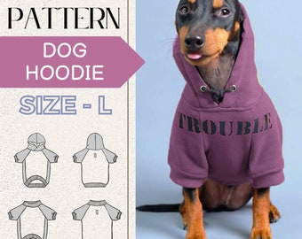 SEWING Dog Pattern, Size L, Dog Hoodie Sewing Pattern, PDF Sewing Pattern Pet, Instant Download, Pet Pattern, Sewing pattern for dog