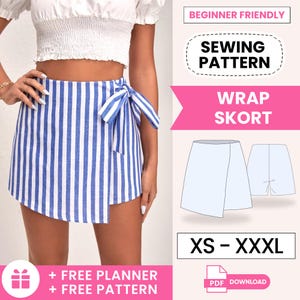 Skirt Sewing Pattern | Sewing Pattern for Women PDF | Womens Skirt Pattern | Mini Skirt | Knot Skort Sewing Pattern | Skirt Pattern