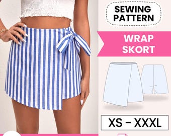 Skirt Sewing Pattern | Sewing Pattern for Women PDF | Womens Skirt Pattern | Mini Skirt | Knot Skort Sewing Pattern | Skirt Pattern