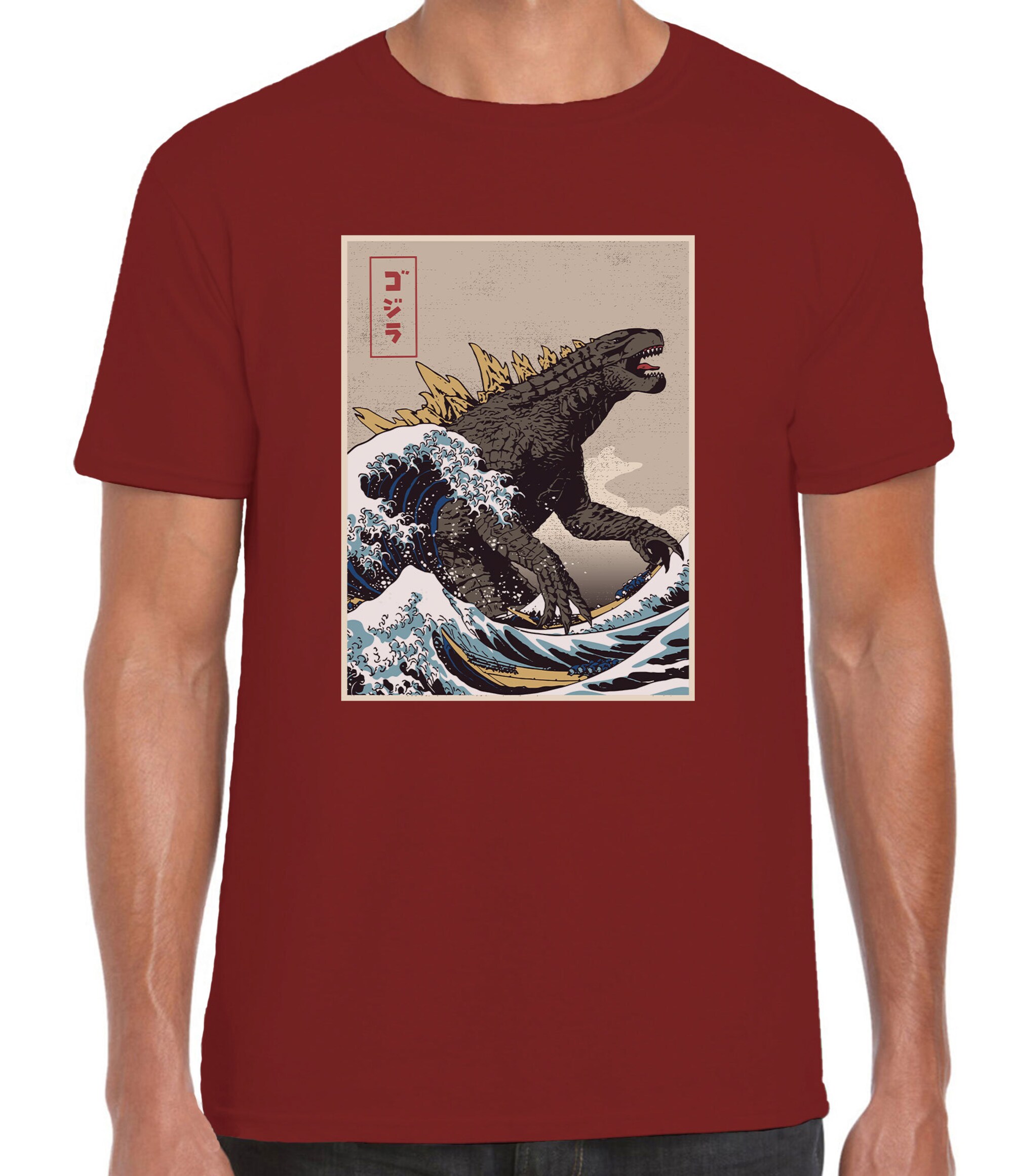 Discover The Great Godzilla off Kanagawa Unisex, The Great Wave Hokusai and Godzilla T-shirt