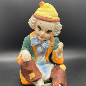 Porcelain Clown Music Box Hand-painted 1980&#39;s Vintage Creepy Decor
