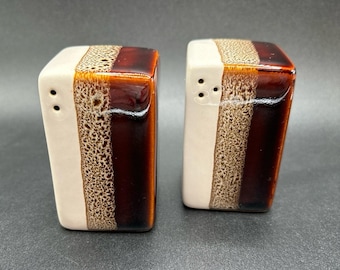 Pier 1 Salt & Pepper Shakers Retired Ceramic Brown Retro Mid Century Style