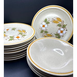 Hearthside Stoneware Garden Festival PRAIRIE FLOWERS Salad Plates W/ 4 Bowls