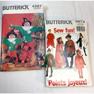Butterick 5673/4287 Child Sewing Patterns Costume Halloween Jester Devil Princess Robin Hood Scarecrow Patterns