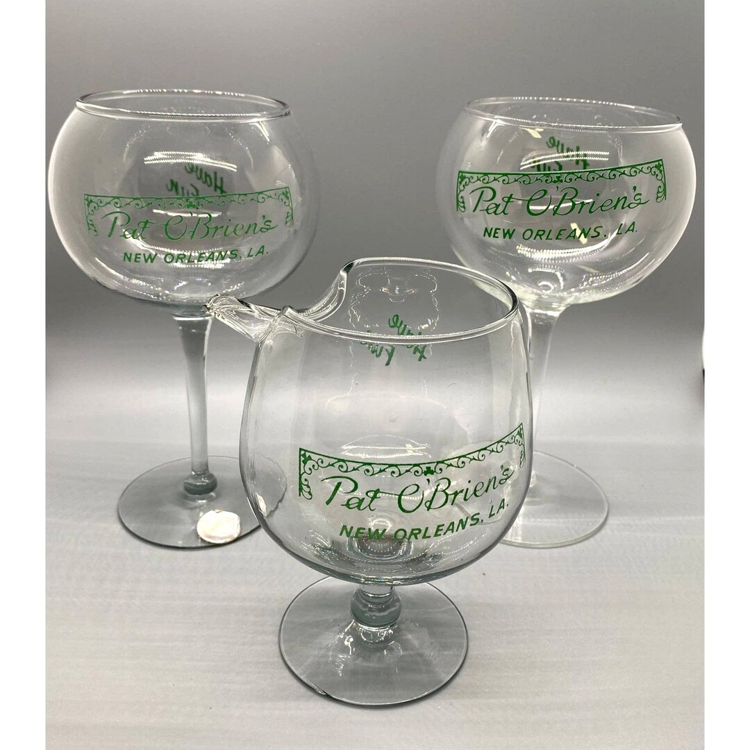 Vintage PAT O'BRIEN'S New Orleans Glass Brandy Snifter With Spout & 2 Glasses Etsy