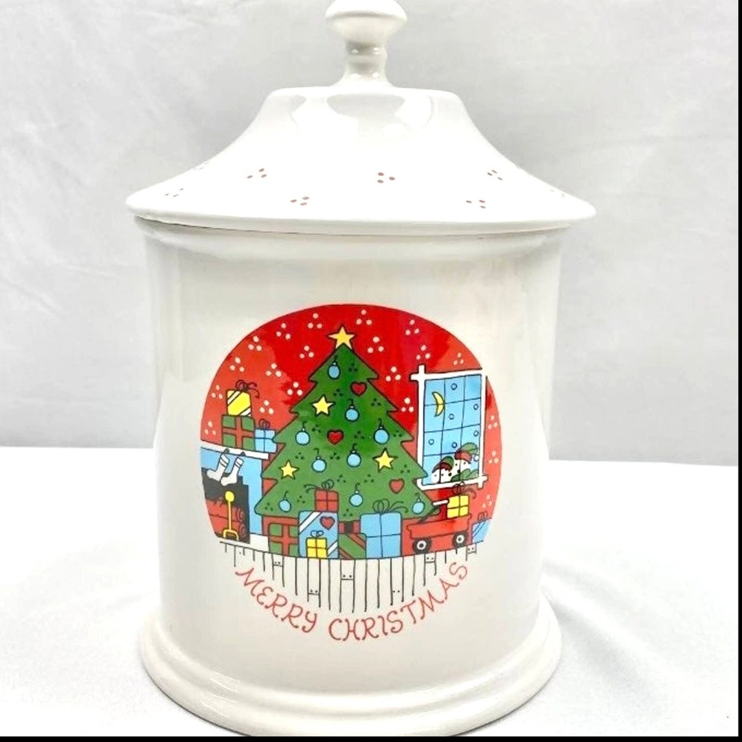 Vintage Lillian Vernon Merry Christmas Tree Cookie Jar 1980's Made
