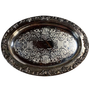 Vintage Gorham Newport Silverplate Oval Platter Grape Vine Pattern Tray