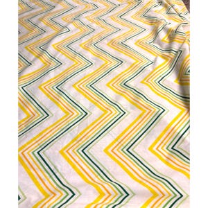 Vintage Twin Fitted Sheet Edgemont Retro 70s 80s Chevron Green Yellow Orange