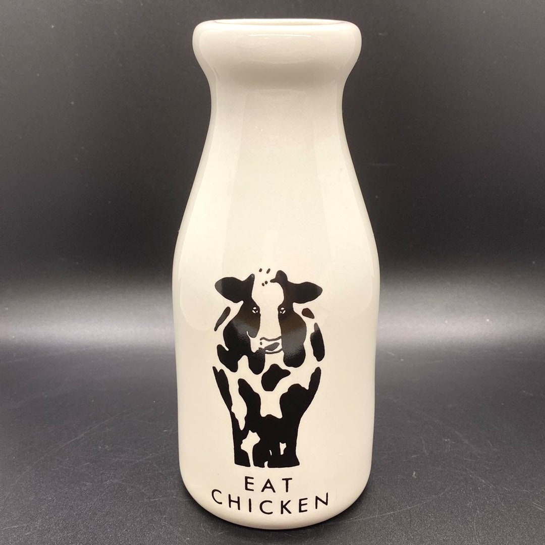 Dynamic Design Studios Papel Eat Chicken Cow Ceramic Milk Jug Bottle or ...