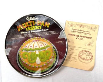 Vintage 1975 Wilton Multi-Pan Insert Shower Surprise Cake with Original Instructions