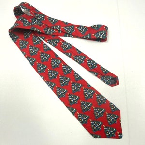 Vintage 1990s Men’s Holiday Christmas Tree Necktie 100% Italian Silk