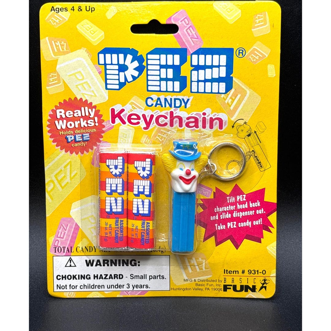 Pez Candy Key Chain New Sealed Clown 1998 Basic Fun NOS Nostalgia ...