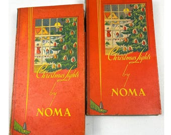 1939 Vintage Christmas Lights by NOMA Tree Box Bookshelf Decor Holiday Set of 2