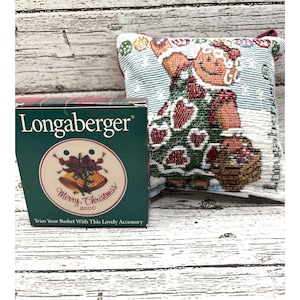 Longaberger Door Knob Gingerbread Tapestry Pillow Hanger w/Basket Pottery Tie-on