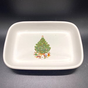 Vintage PFALTZGRAFF Holiday Rectangle Dish Christmas Tree Design Trinket/Soap Dish