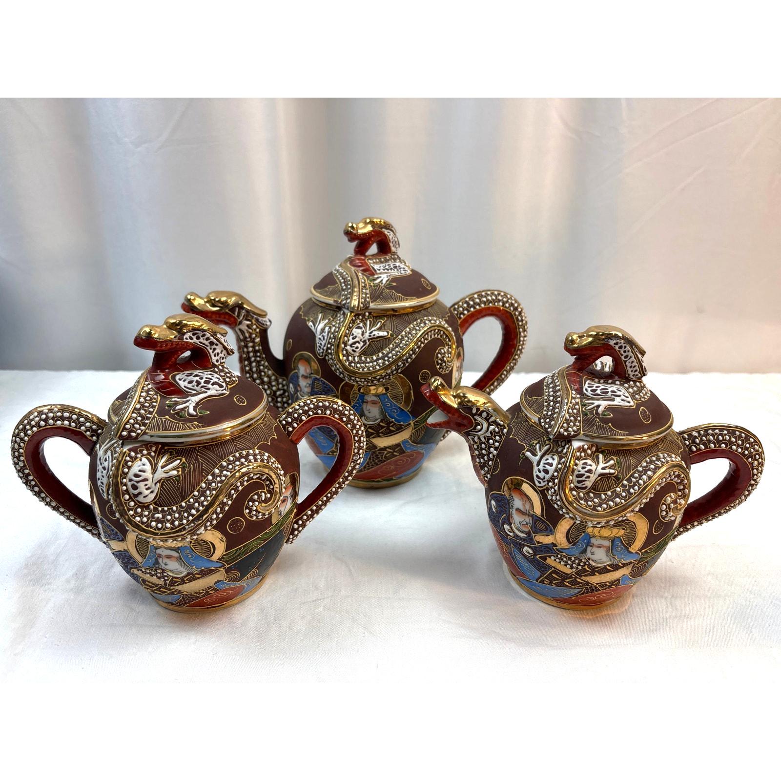 Antique Japanese Dragon Tea Set Blue - Etsy