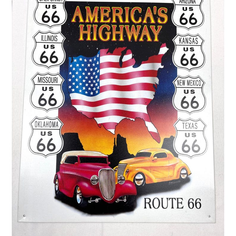 Route 66 Metal Sign Set: Man Cave Auto Garage Decor - Etsy