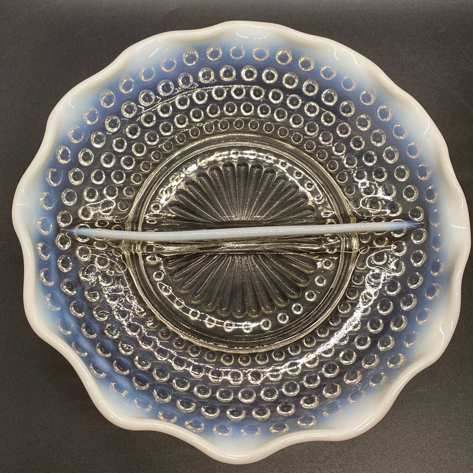 日本製 ヴィンテージ フェントン ムーンストーン ガラス オパールセント 工芸品