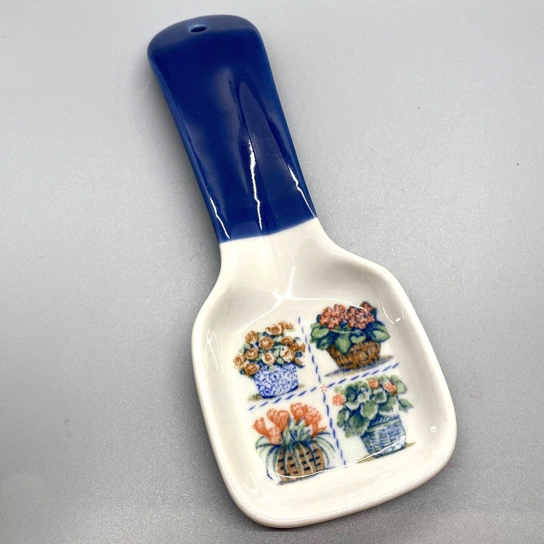 Otagiri Japan Vintage Ceramic Spoon Rest Floral Baskets Design Etsy