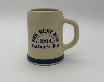 Vtg. 1994 THE BEST DAD Fathers Day 16oz Stein Mug With Sturdy Handle Commem Gift