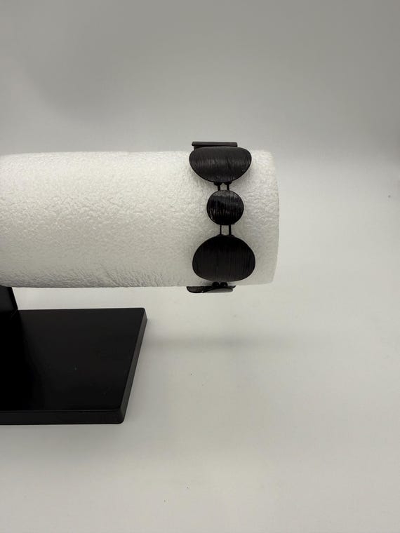 Vintage Black Round Rectangular Metal Disk Panel … - image 1