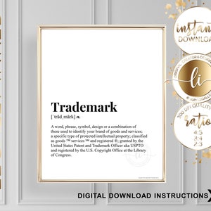 Trademark Definition | Law Office Décor | Legal Humor | Law Prints | Justice Art | Smart and Sassy Quote | Criminal Justice | Law