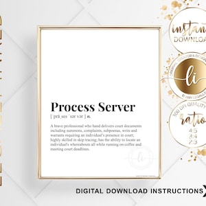 Process Server Definition | Law Office Décor | Legal Humor | Law Prints | Justice Art | Smart and Sassy Quote | Criminal Justice | Law
