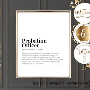Probation Officer Definition Plaque - Office Desk Decor Gift For Probation Officer Week