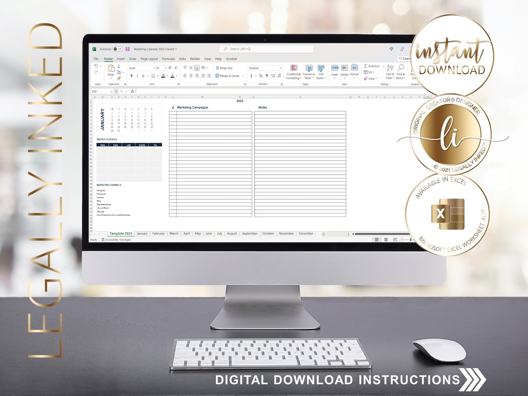 Legal Calendar Examples Marketing Calendar | Excel Template | Legal | Notary Signing Agent ...