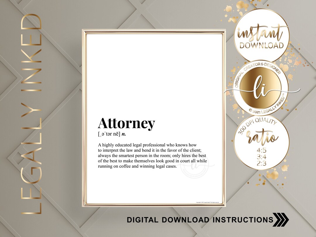 Attorney Definition Legal Humor Law Prints Justice Art Etsy