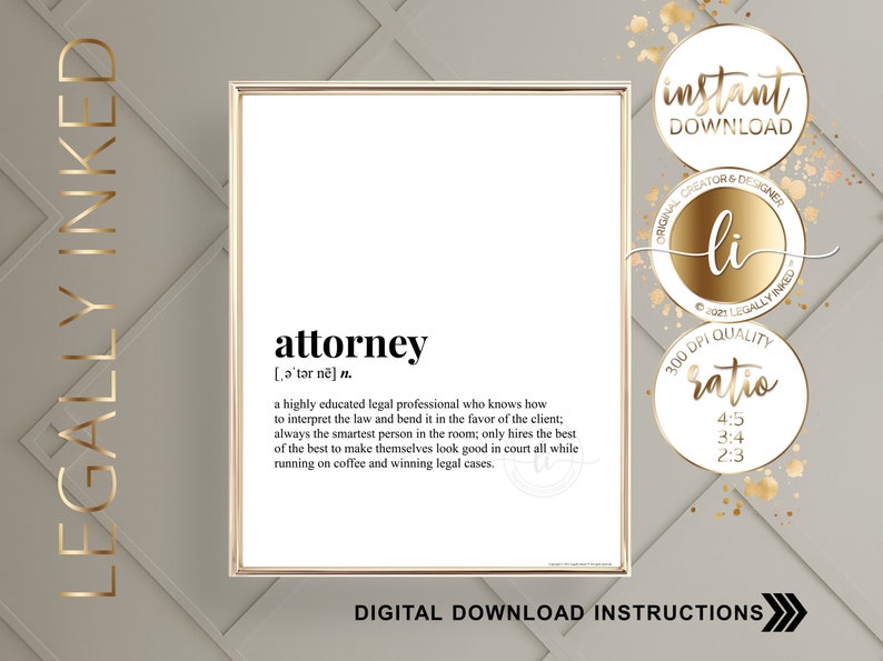 Attorney Definition Legal Humor Law Prints Justice Art Etsy