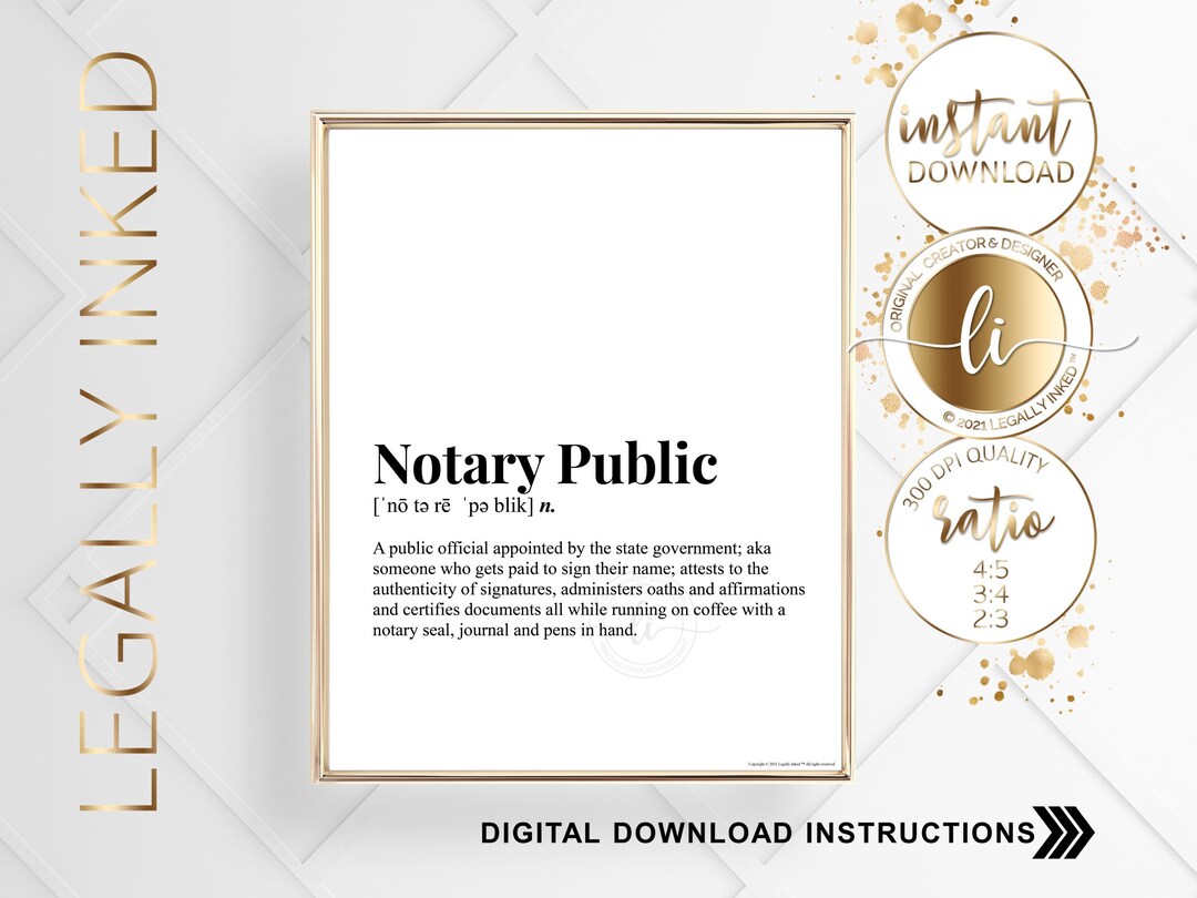 Notary Public Definition Law Office Décor Legal Humor Law Prints