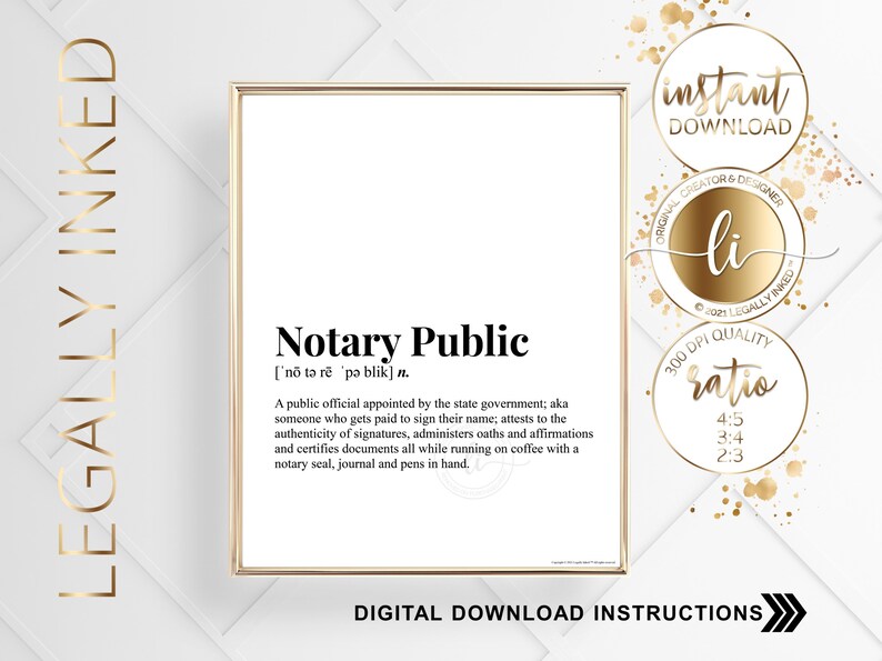 Notary Public Definition Law Office Décor Legal Humor Etsy