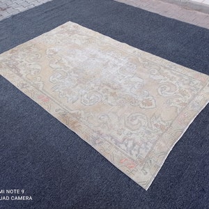 5x7 Vintage Turkish Oushak Rug: Handmade Wool Area Rug